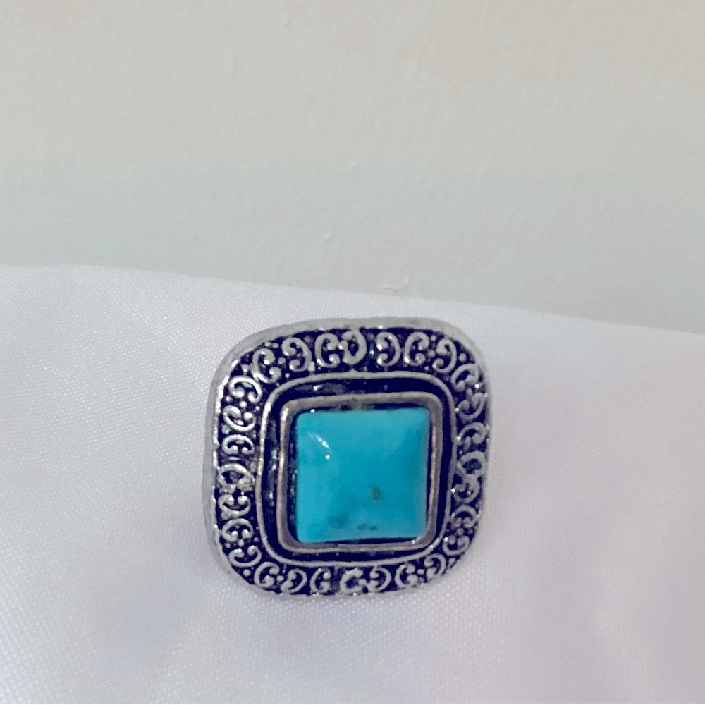 Square Ring with Turquoise Stone